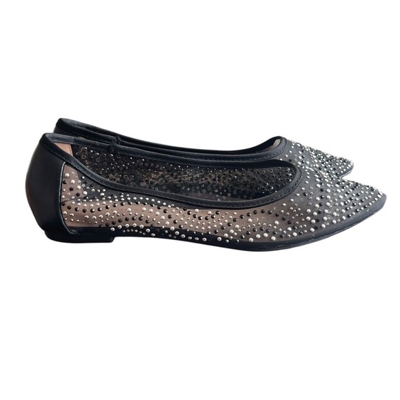 BCBGeneration Womens Black Mesh Rhinestone Pointed Toe Ballet Flats Size 7.5 - Picture 6 of 11